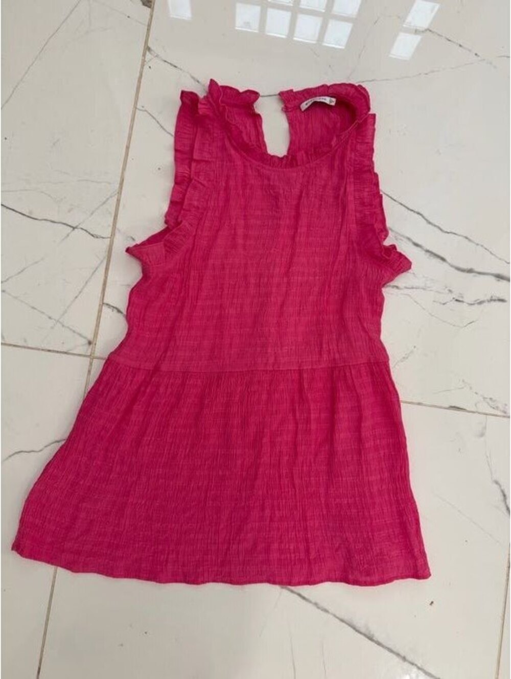 Staccato Hot Pink Ruffle Peplum Sleeveless Top S
